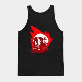 Flaming, bleeding skull. Tank Top